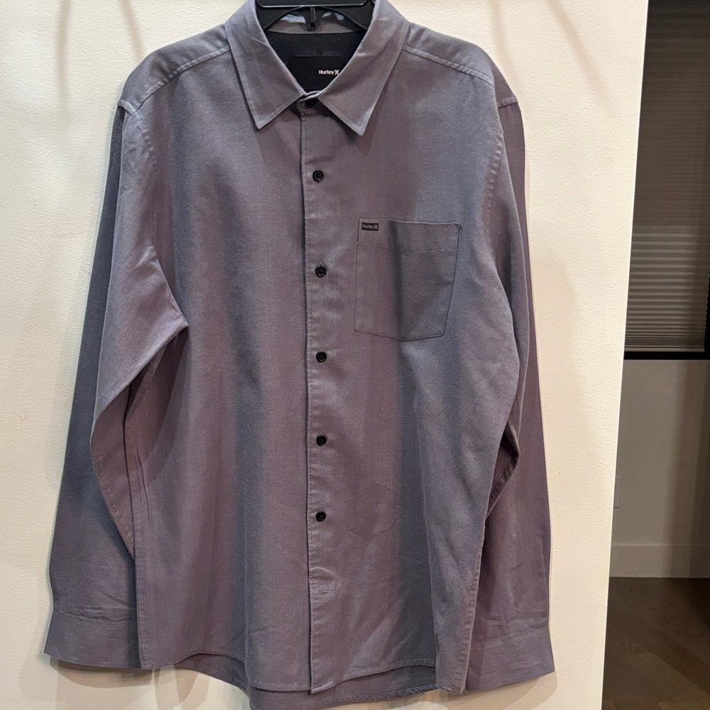 Hurley Men's Medium Gray Brushed cotton Button-Down Shirt